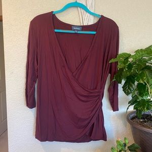 LAST CHANCE Modcloth Burgundy Wrap Top - Size XL